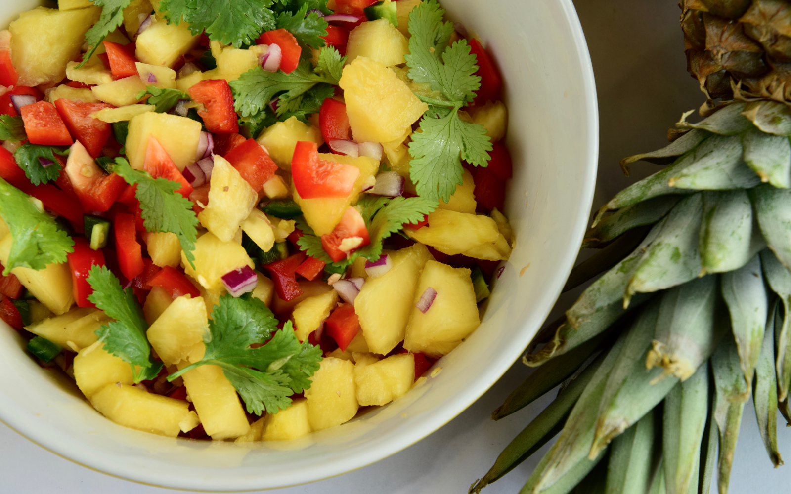 Pineapple Salsa With Pineapple White Balsamic & Baklouti Green Chili Oil