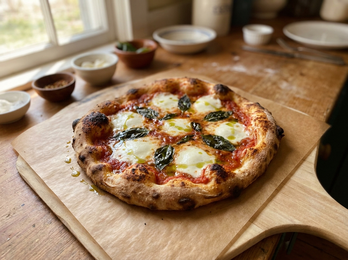 Garden Margherita Pizza with Garlic & Basil Oils