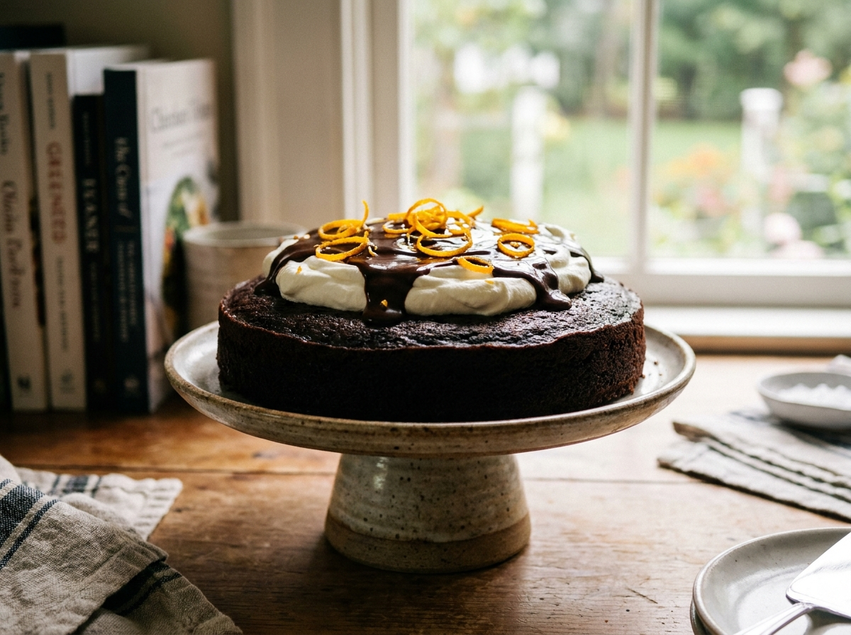Blood Orange Chocolate Cake with Dark Chocolate Balsamic Ganache