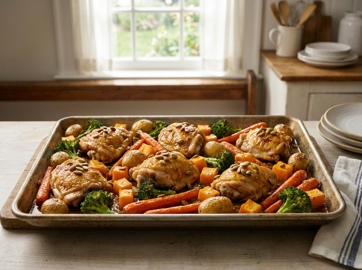 Sheet Pan Honey Ginger Chicken & Vegetables