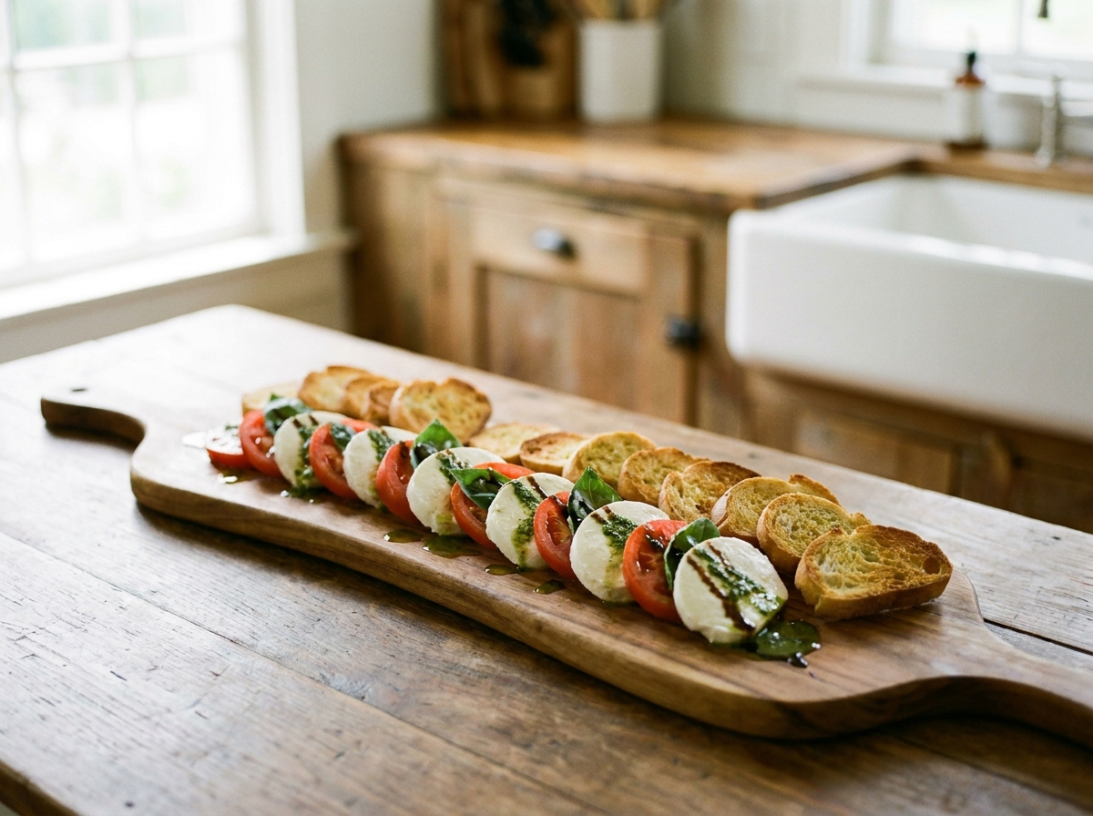 Striped Caprese Board with Basil Oil & Aged Balsamic