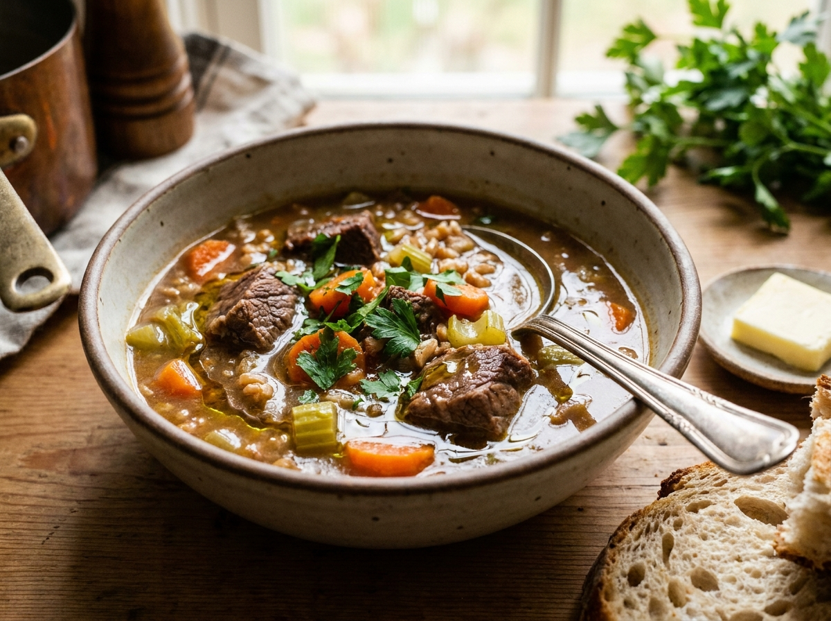 Smoky Beef & Farro Soup