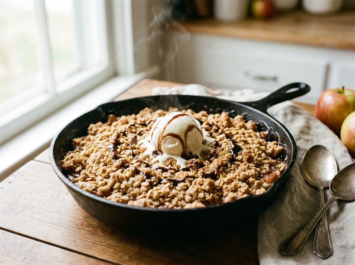 Skillet Apple & Pear Crisp with Cinnamon Pear Balsamic