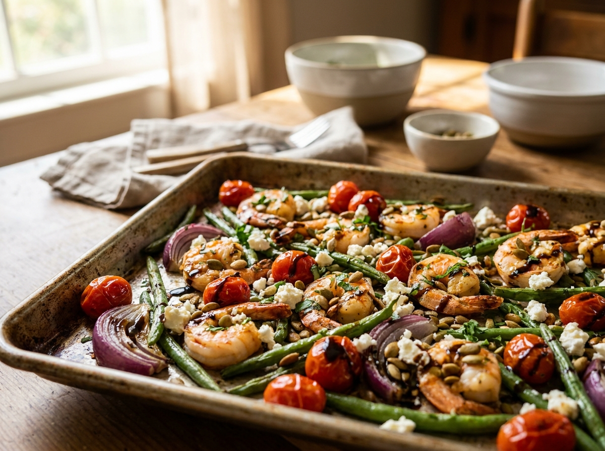 Provençal Sheet-Pan Shrimp with Blistered Tomatoes & Feta