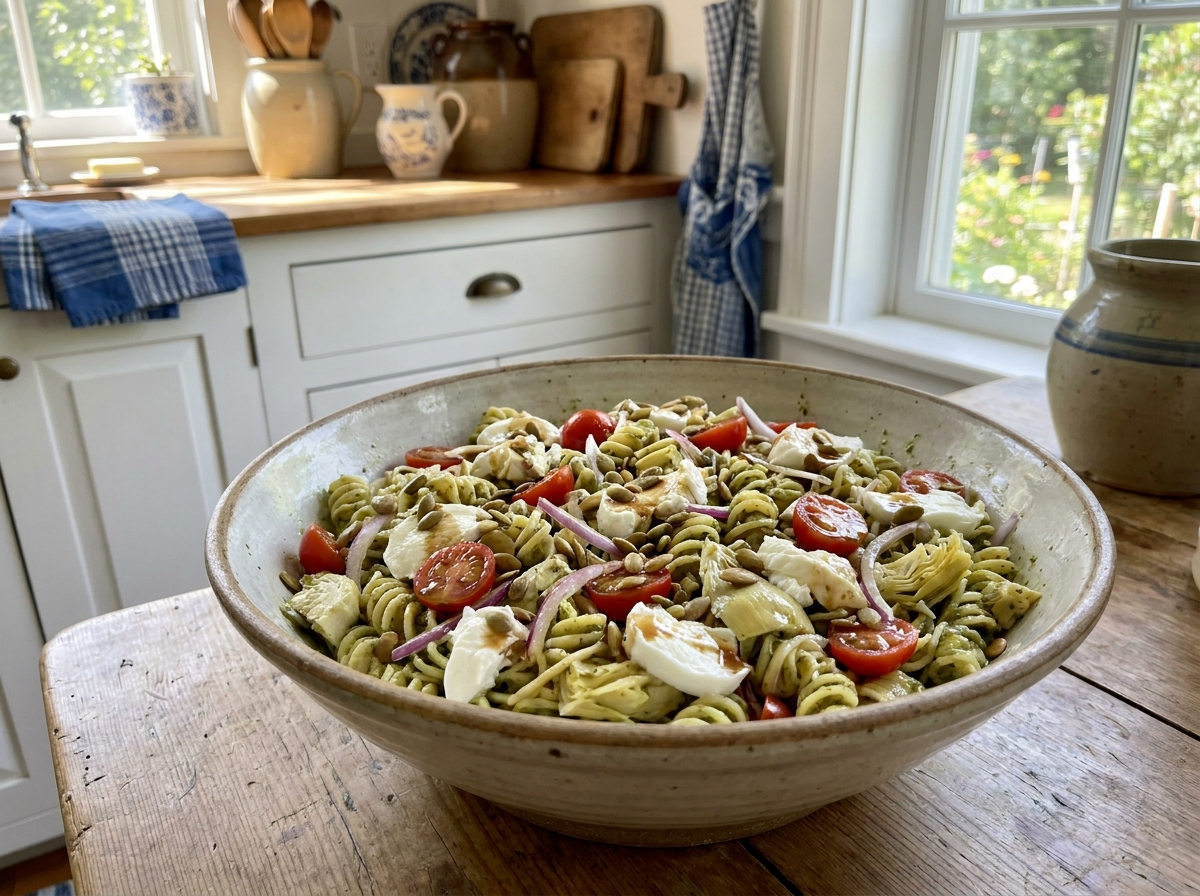 Calabrian Pesto Pasta Salad with Sicilian Lemon Balsamic