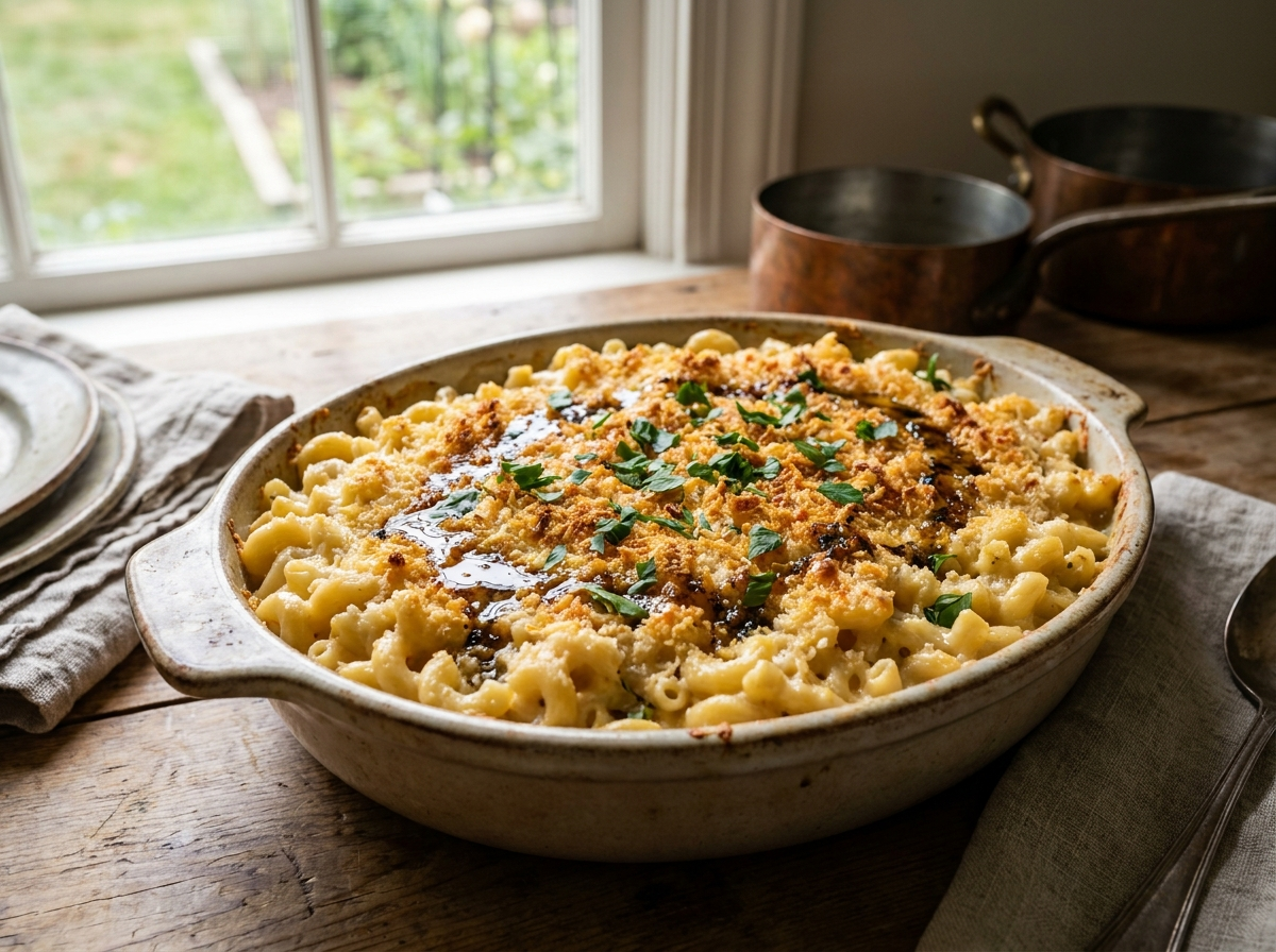 Black Truffle Mac & Cheese with a Crisp Parmesan Crust