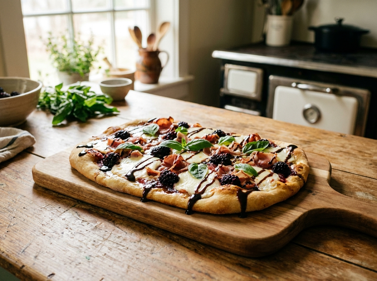 Blackberry & Prosciutto Pizza with Blackberry-Ginger Glaze