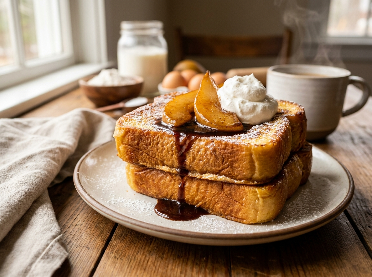 Cinnamon Pear French Toast with Caramelized Pears