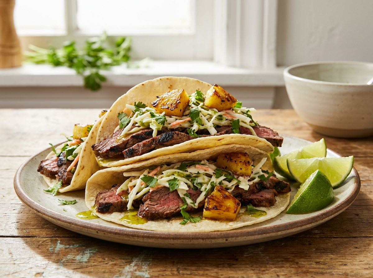 Persian Lime Carne Asada with Coconut-Lime Slaw