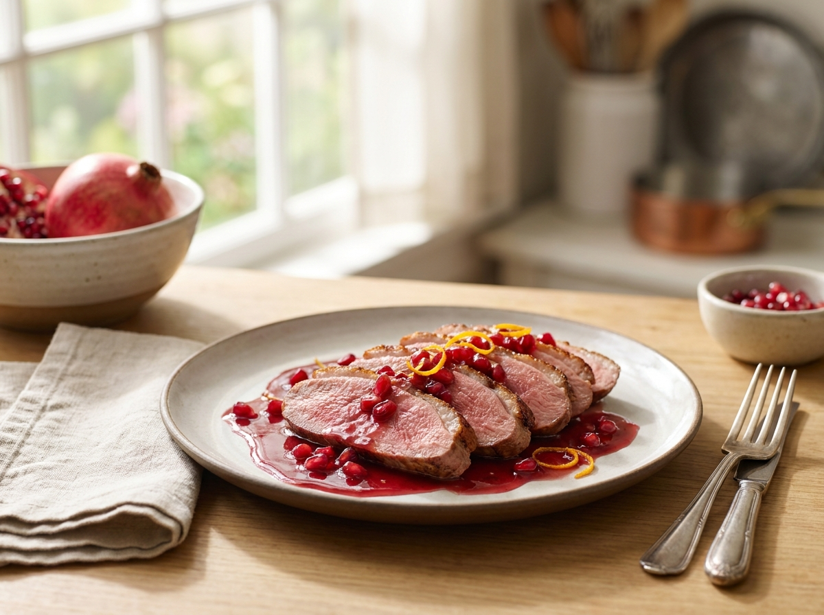 Herbes de Provence Duck with Pomegranate Pan Sauce