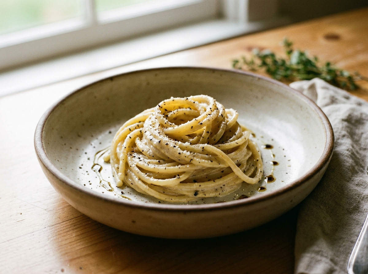 Cacio e Pepe with Madagascar Black Peppercorn Olive Oil