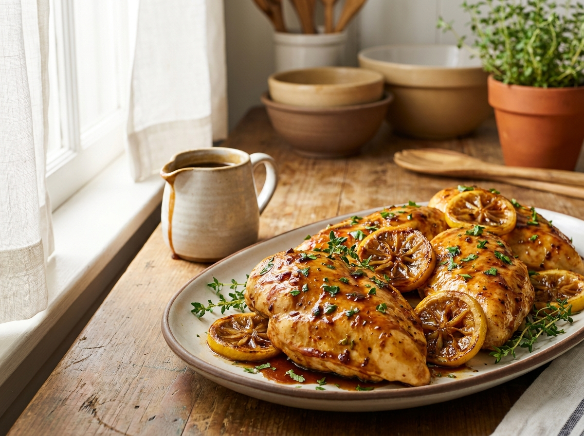 Garlic-Roasted Chicken with Sicilian Lemon Balsamic Glaze