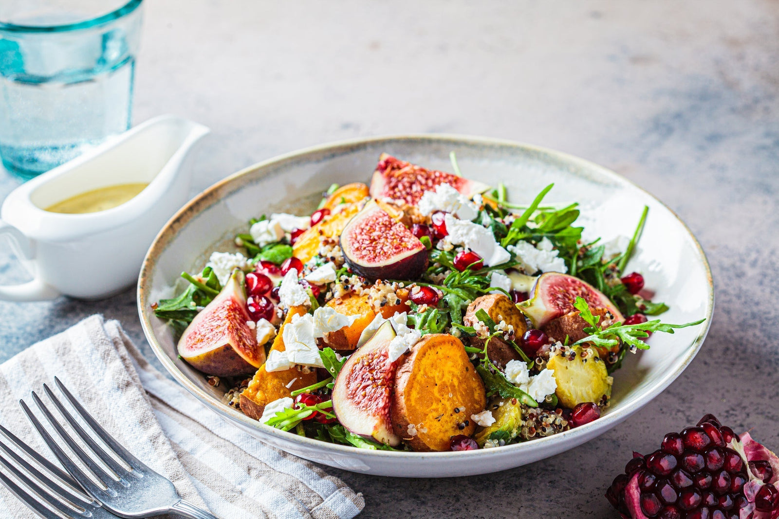 Warm Roasted Harvest Salad with Tuscan Herb & Pomegranate Quince Dressing