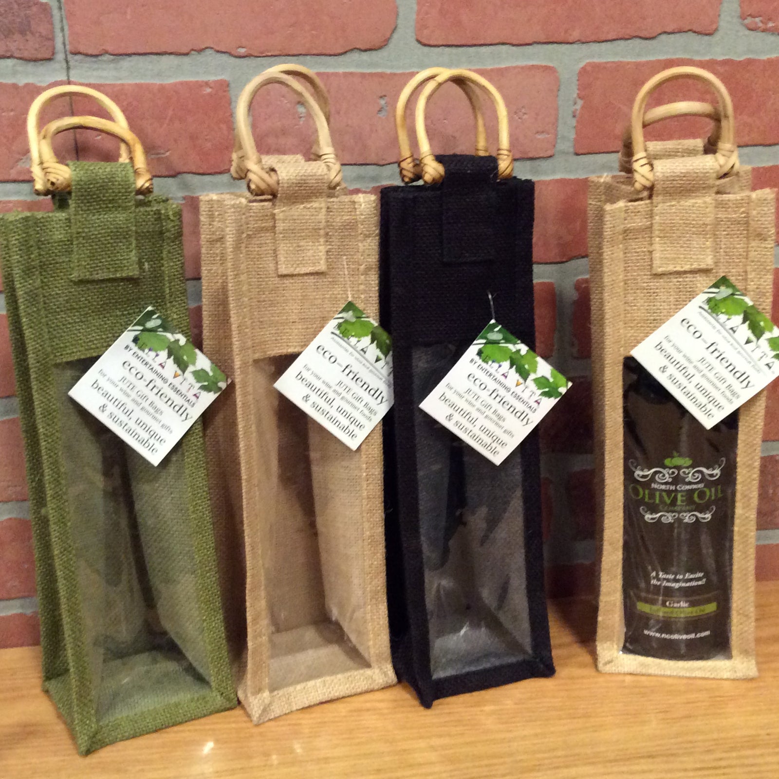 One Bottle Jute Olive Oil Bottle Bag with Window