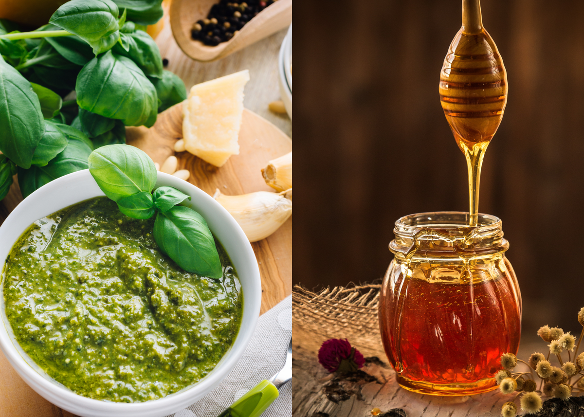 Pesto and honey