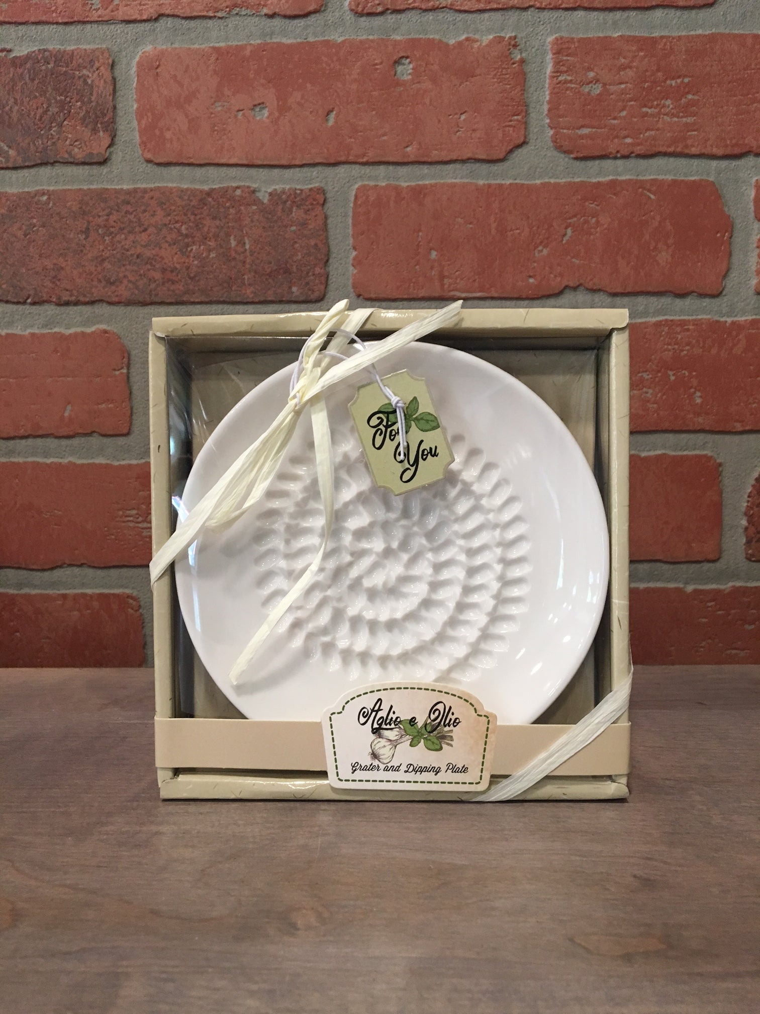 Garlic Grater and Dipping Plate-White